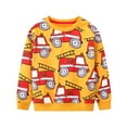 thumbnail image 1 of HILEELANG Toddler Boy Sweatshirts Yellow Vehicles Printed Crewneck Long Sleeve Pullover Cotton Top Sweater Shirts 3T, 1 of 5