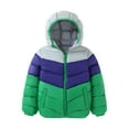 thumbnail image 1 of HILEELANG Toddler Boy Winter Hodded Puffer Color-Block Jackets Coats Light Weight Outerwear Green 5-6 Years, 1 of 5