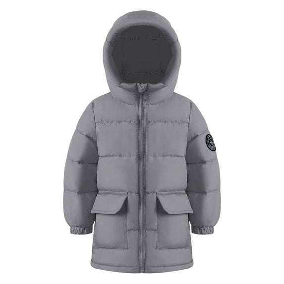 HILEELANG Toddler Boy Winter Puffer Jackets Coats Grey Hooded Light Weight Warm Padded Outerwear 2-3 Years