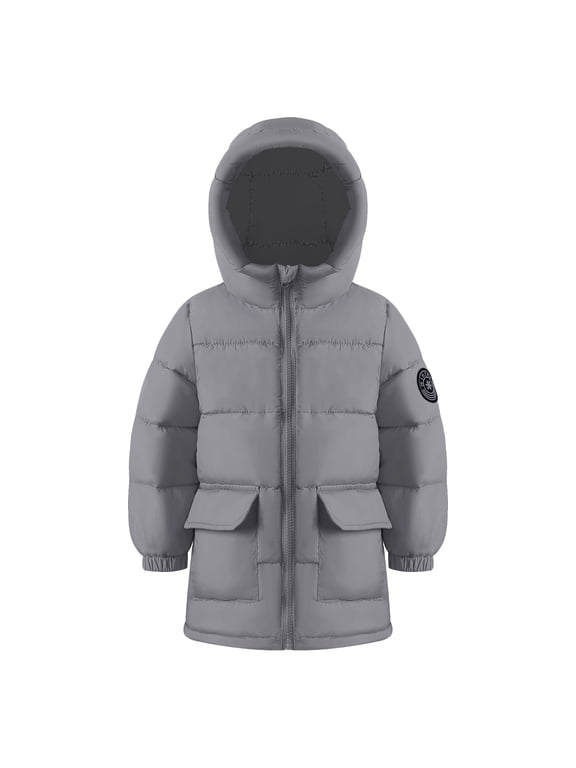 Toddler Boy Winter Puffer Jackets Coats Grey Hooded Light Weight Warm Padded Outerwear 2-3 Years
