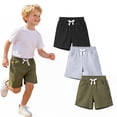 thumbnail image 1 of HILEELANG Toddler Boys' Cotton Shorts 3-Pack with Pockets, Grey/Black/Olive Green, Size 5 Years, 1 of 11