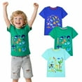 thumbnail image 1 of HILEELANG Toddler Boys' Short Sleeve Tees Cotton Casual Shark Snake Graphic Crewneck Summer Top T-Shirts Green Blue 3 Packs Sets 2T, 1 of 5