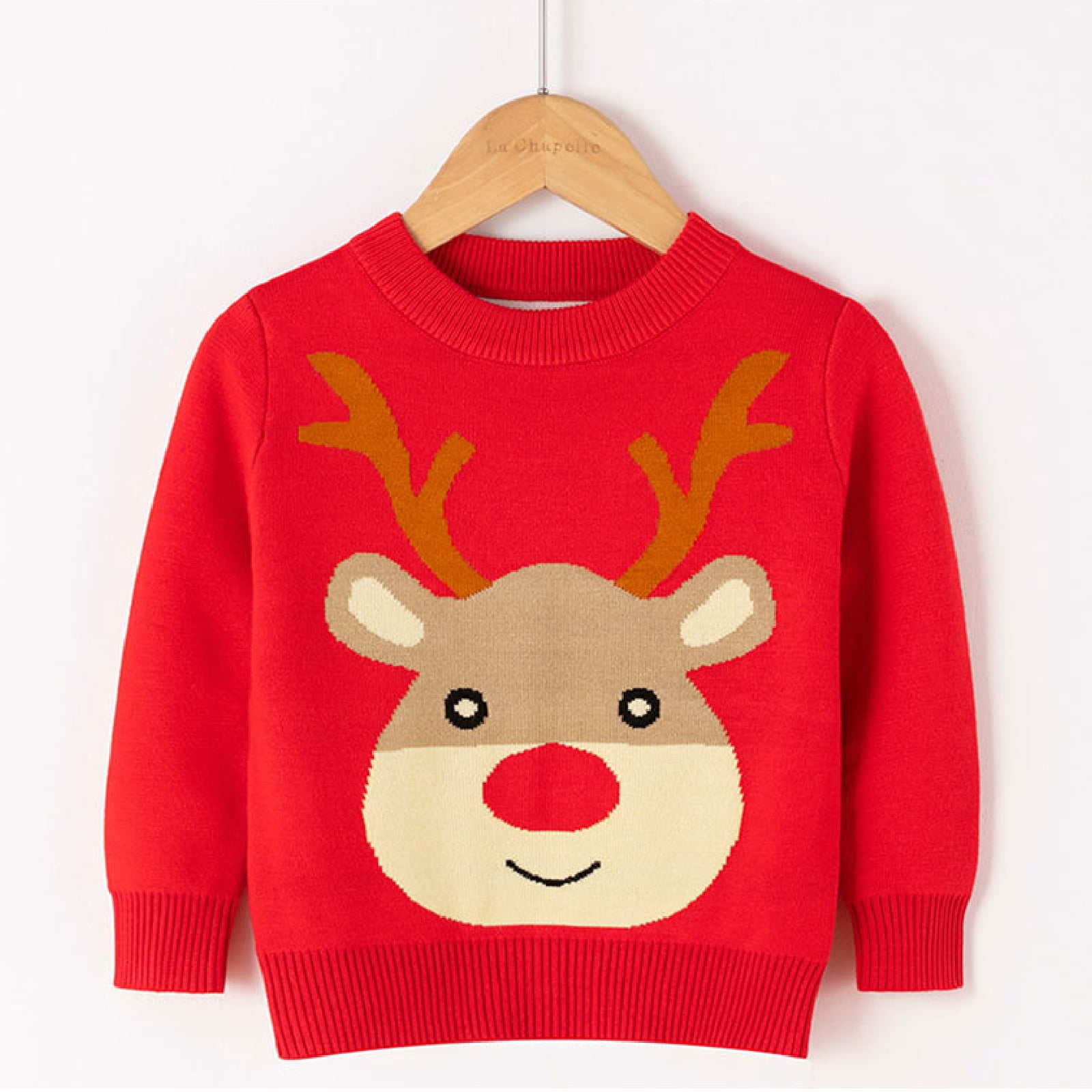 Hileelang toddler christmas sweater boy girl knite pullover xmas red
