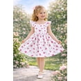 thumbnail image 1 of HILEELANG Toddler Girl Summer Dress Floral Ruffled Sleeve Backless Tie Back Crew Neck Sundress 2T, 1 of 7