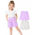 thumbnail image 1 of HILEELANG Toddler and Little Girls Cotton Shorts 2-Pack with Pockets, Gray and Purple, 2-7Y, 1 of 11