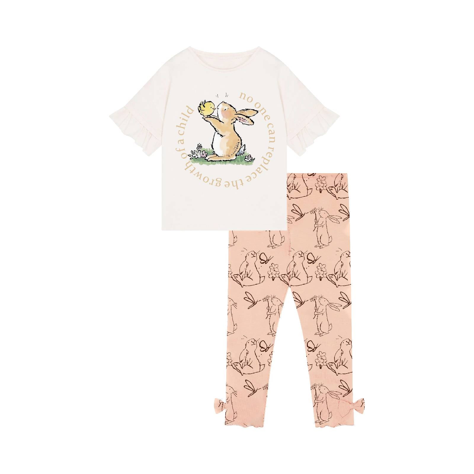 HILEELANG Toddler Girl Easter TShirt Leggings Outfit Set Summer Cotton