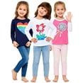 thumbnail image 1 of Toddler Girl Long Sleeve Shirts Cotton Casual Crewneck Graphic White Blue Pink Tunic T-Shirts 3 Packs Sets 2T, 1 of 6
