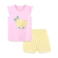 thumbnail image 1 of HILEELANG Toddler Girl Summer Short Clothes Sets Outfits Cotton Pink Lemon Tee Shirts Shorts Playwear 3T, 1 of 5