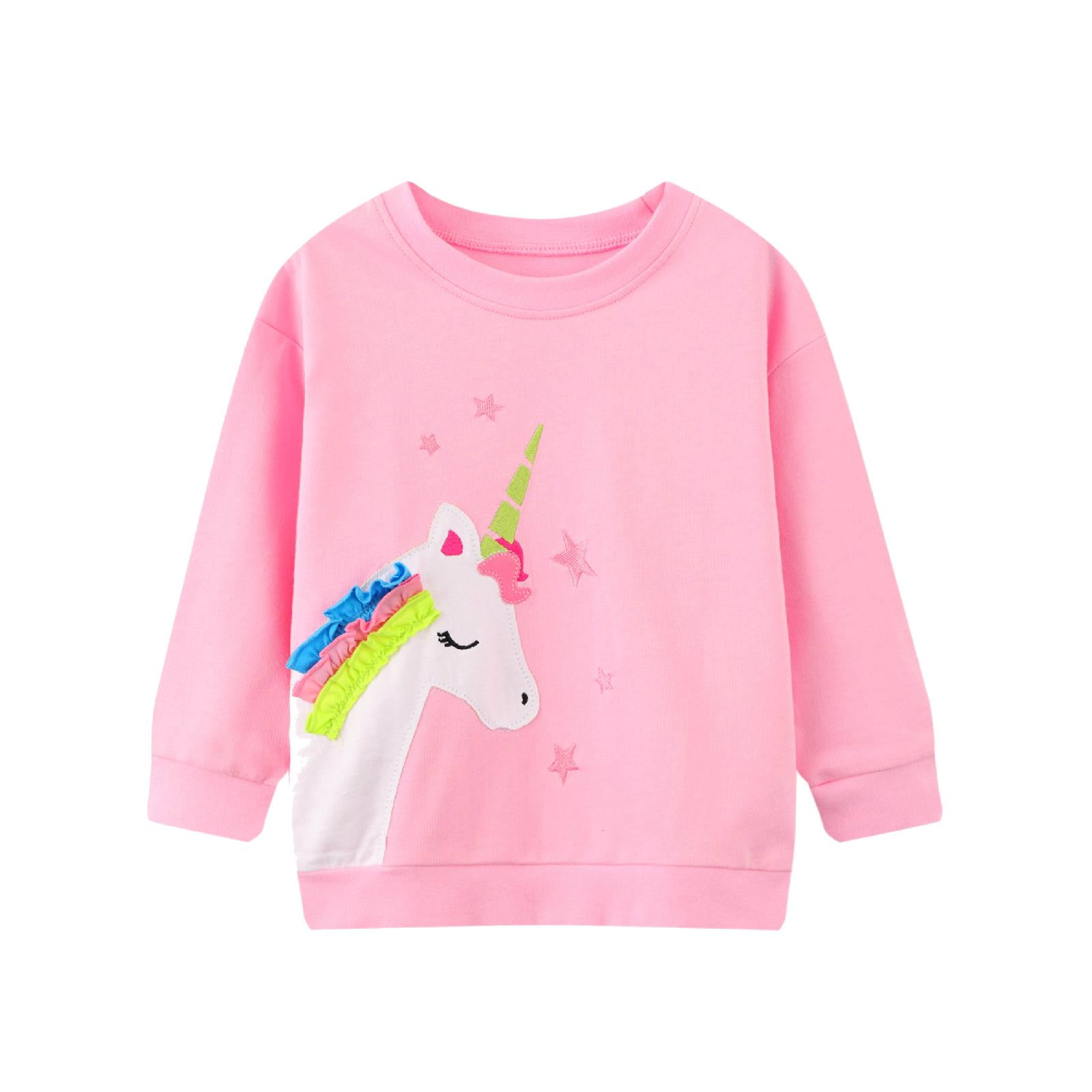 HILEELANG Toddler Girl Sweatshirts Pink Animal Unicorn Cotton Casual ...