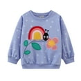thumbnail image 1 of HILEELANG Toddler Girl Sweatshirts Purple Bee Printed Cotton Casual Crew Neck Long Sleeve Tops Shirt 4T, 1 of 5