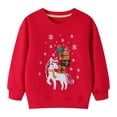 thumbnail image 1 of HILEELANG Toddler Girl Sweatshirts Red Christmas Unicorn Graphic Cotton Crewneck Pullover Tops Sweater Shirts 3T, 1 of 4
