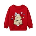 thumbnail image 1 of HILEELANG Toddler Girl Sweatshirts Red Christmas trees Printed Cotton Casual Crew Neck Long Sleeve Tops Shirt 3T, 1 of 5