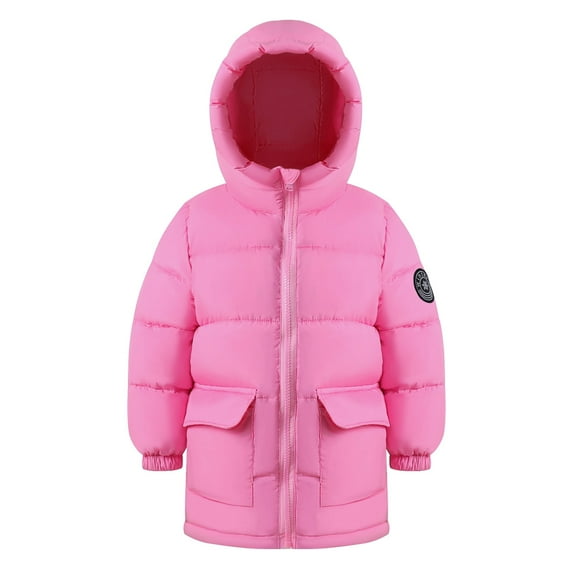 HILEELANG Toddler Girl Winter Puffer Jackets Coats Pink Hooded Light Weight Warm Padded Outerwear 2-3 Years