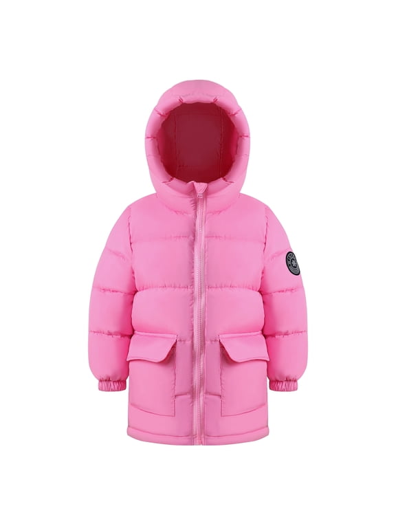 Toddler Girl Winter Puffer Jackets Coats Pink Hooded Light Weight Warm Padded Outerwear 2-3 Years