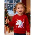 thumbnail image 1 of HILEELANG Toddler Girls(2-7Y) Christmas Red Sweatshirt - Kids Festive Unicorn Pullover Holiday Crewneck Tops Long Sleeve 5T, 1 of 8