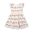 thumbnail image 1 of HILEELANG Toddler Girls Cotton Dress Short Sleeve Casual Summer Sundress Rainbow Printed Jumper Skirt 3T, 1 of 5