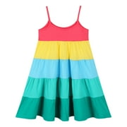 HILEELANG Toddler Girls Sleeveless Halter Strap Dress Easter Summer Cotton Swing Sundress 5T