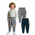 thumbnail image 1 of HILEELANG Toddler Boy Girl Pants 2-Pack Set Fleece Jogger Sweatpants Dinosaur Active Sport Trousers 2Y, 1 of 6