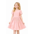 thumbnail image 1 of HILEELANG Big Girl Dress Short Sleeve Summer Light Pink Casual Tie Back Princess Elegant Party Dress 9-10T, 1 of 7