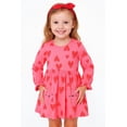 thumbnail image 1 of HILEELANG little Girls Cotton Dress 2-7T, 100% Soft Cotton, Long Sleeve Cute Heart Print Casual Princess Outfit 6T, 1 of 6