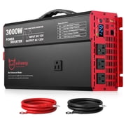 EVIL ENERGY 3000W Pure Sine Wave Power Inverter 12V DC to 120V AC Car Inverter Converter, Portable with AC Outlets for RV Truck Camping Solar Off-Grid Emergency