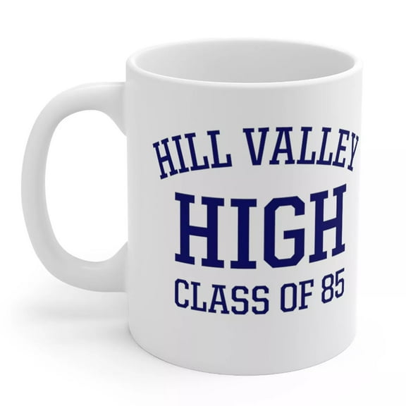 HILL VALLEY HIGH SCHOOL 11oz Coffee Mug – Back to the Future McFly Themed Cup, Retro Movie Fan Gift