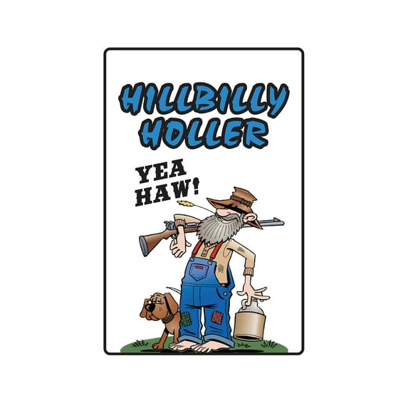 HILLBILLY HOLLER Aluminum Sign country music boy southerner beer mobile home | Indoor/Outdoor | 14" Tall