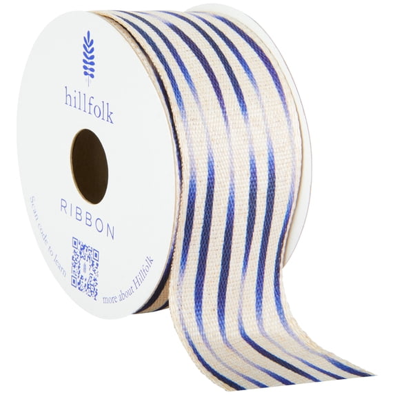 Hillfolk 1.5 Faux Linen Stripes Blue 9ft Ribbon for Crafts and Gifting ...