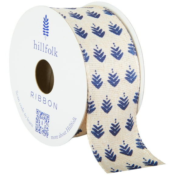 Hillfolk 1.5 faux linen tree blue 9ft ribbon, for crafts and gifting