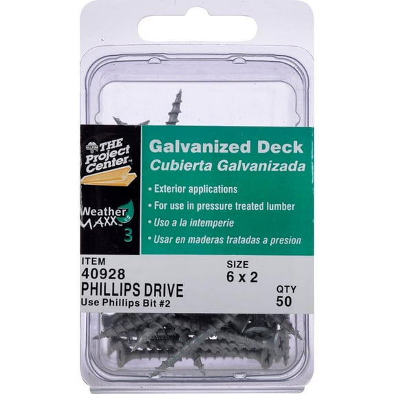 HILLMAN FASTENERS #6 x 2-Inch Coarse-Thread Deck Screws with Phillips Flat Bugle Head, 50-Pack