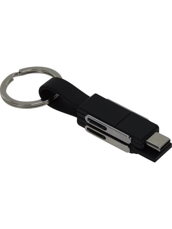 PVC Black/Silver Split Charger Cable Keychain