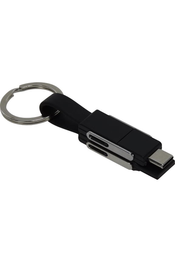 PVC Black/Silver Split Charger Cable Keychain