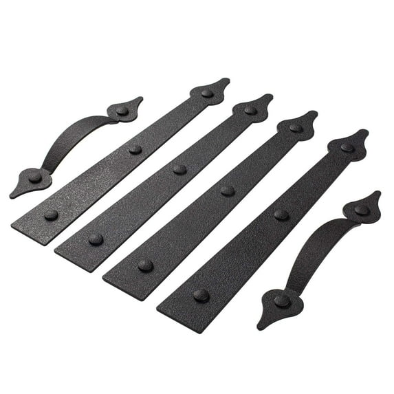 HILLMASTER Decorative Magnetic Garage Door Hinges Hardware, 6 Pieces Garage Door Accents Attractive Curb Appeal Faux Hinges Handles Decor Hardware Kit, Black(4 Hinges+2 Handles) C63