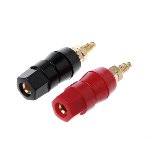 HILOGEL 1 Pair 4mm Banana Plug Red Black Connector Amplifier Terminal Binding Post Speak