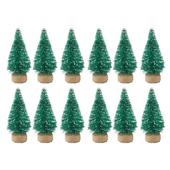 HILOGEL 12Pcs Mini Christmas Tree Pine Trees DIY Christmas Decorations for Home Table Xmas Ornaments Dollhouse New Year Decor