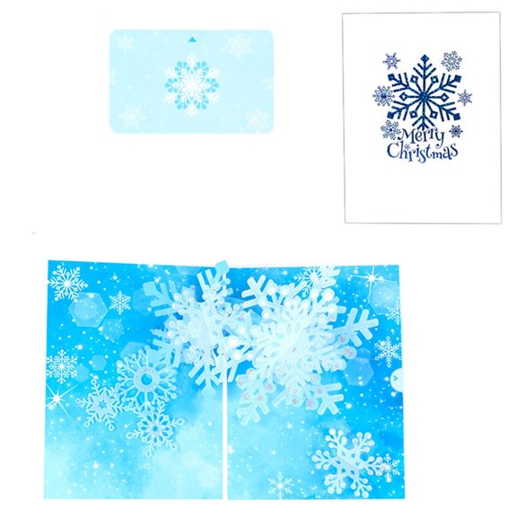 HILOGEL 3D Snowflake Greeting Christmas Cards Plate Paper with Envelope Postcard