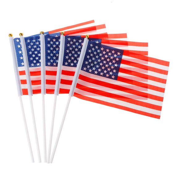HILOGEL 5 Pcs Mini American US USA National Flags Hand Waving Small for Banner Poles