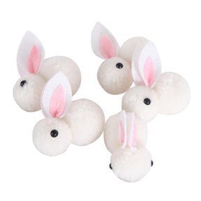 HILOGEL 5pcs Mini Realistic Cute Bunny Lifelike Easter Rabbits Simulation Model Stuffed