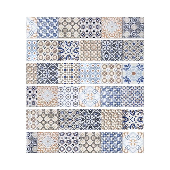 HILOGEL 6pcs Flower Design Tile Floor Stair Sticker Home Decor Waterproof Mural Decals Adhesive Art Wallpaper