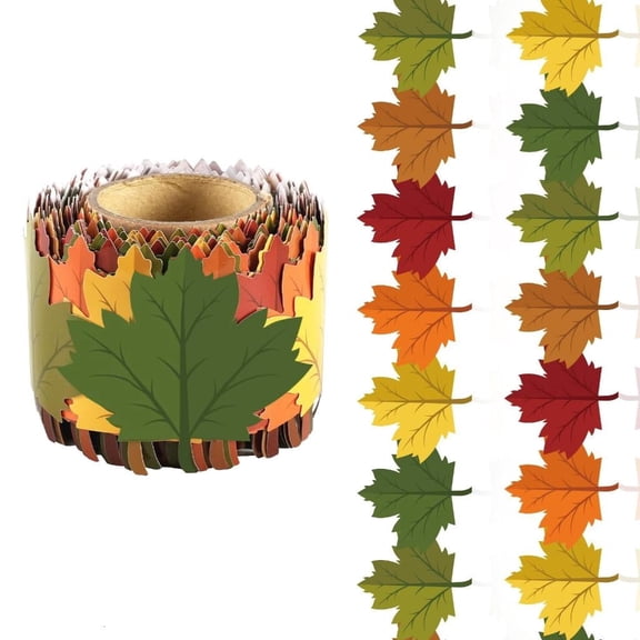 HILOGEL Autumn Decorative Maple Leaf Bulletin Board Border Trim For Educational Space