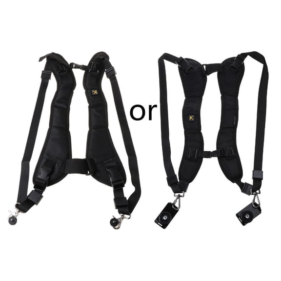 HILOGEL Black Double Dual Camera Shoulder Strap Quick Rapid Sling Belt Adjustment