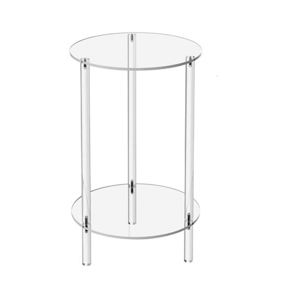HILOGEL Clear Acrylic Side Table with 2 Shelves Multiuse Furniture for Any Room