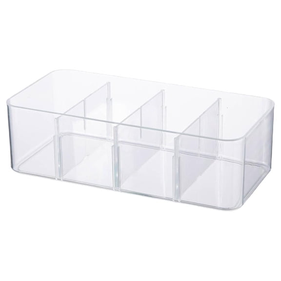 HILOGEL Clear Acrylic Underwear Drawer Organizer Box 4/8 Grids Compartment Divided Closet Storage Bin Stackable Shelf for Socks