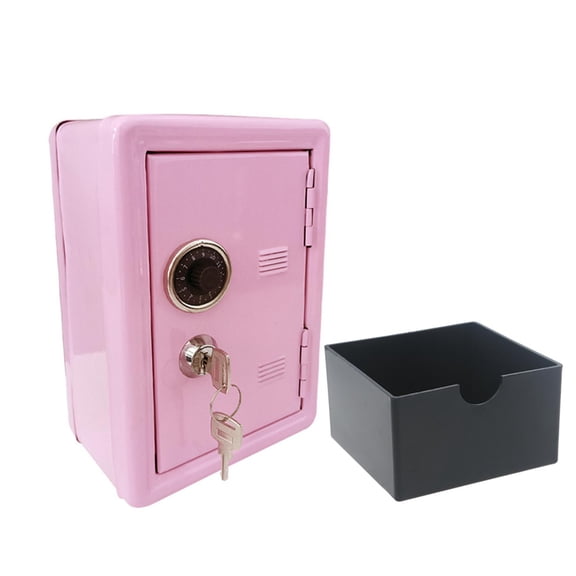 HILOGEL for Creative Mini Metal Coin Bank Locker with Keys Kids Money Saving Jar Children Deposit Security Safe Box for Case Home Ornament Birthday Gift