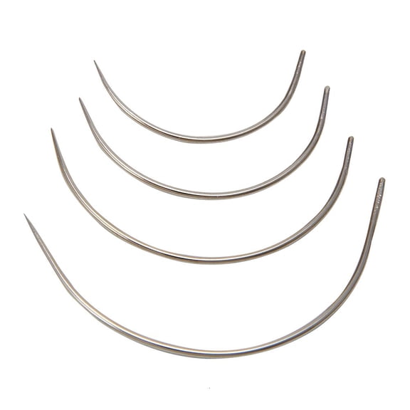 HILOGEL Curved Needles 4 Pcs Hand Sewing Upholstery Repair Kint Quilting Pin