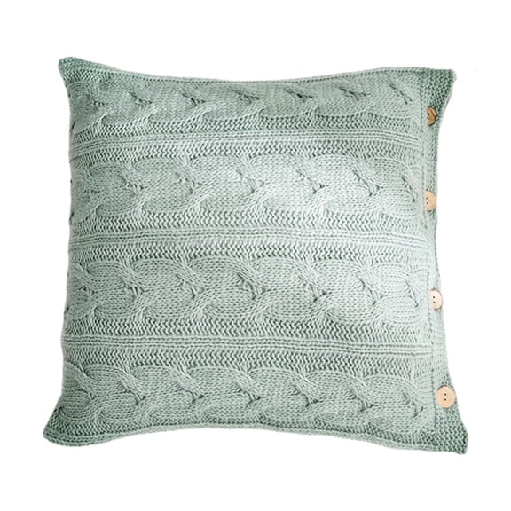 HILOGEL Farmhouse Cable Knitted Pattern Throw Pillow for Case Simple Solid Color Buttons Closure Decorative Square Warm Cushion Cover for Shell for Home Bed Sofa