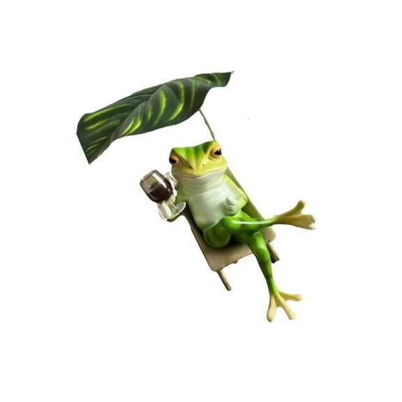 HILOGEL Frogs Statue Detail Resin with Leaf Sculpture Miniatures Figurine