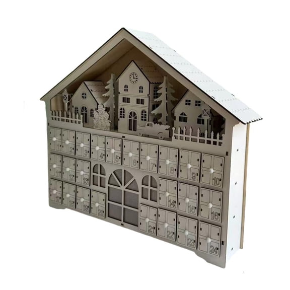 HILOGEL Holiday Countdowns Calendar with LED Lights and 24 Storage Drawers for Gifts