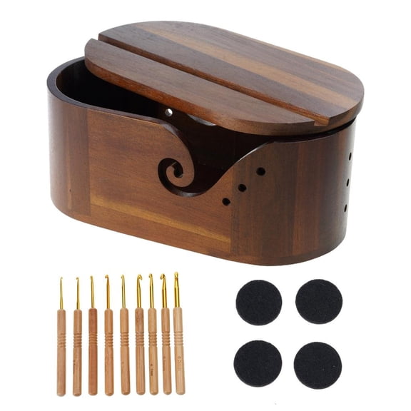 HILOGEL Large Oval Yarn Storage Box For Knitting And Crochet Accessories With Cover