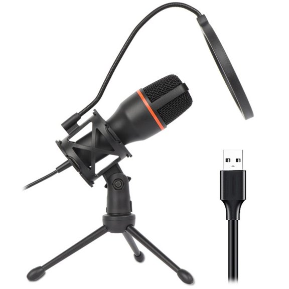 HILOGEL Portable USB Condenser Microphone LED Lighting Mic for Streamers Podcasters